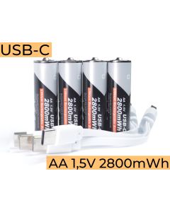 AA USB-C 2800 mWh Genopladelige batterier