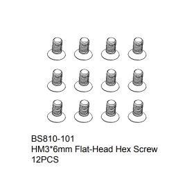 HM3x6mm Flat-Head Hex Screw 12PCS