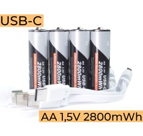 AA USB-C 2800 mWh Genopladelige batterier